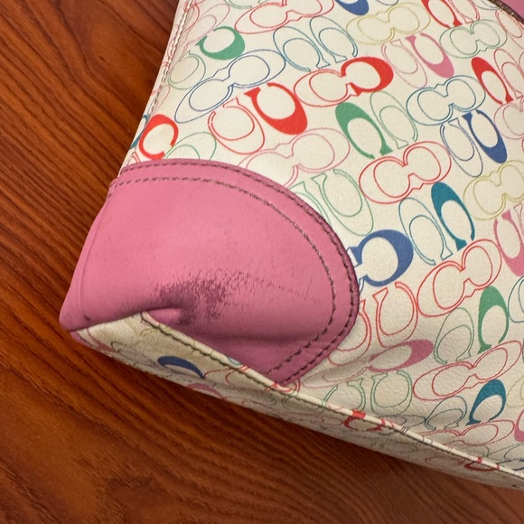 Coach Pink Multicolor Signature Tote with Cherry Charm Accent - Picture 8 of 13